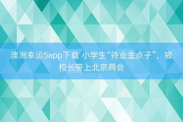 澳洲幸運5app下載 小學生“待業金點子”,被校長帶上北京兩會